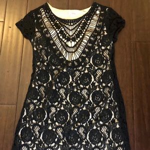 Black lace overlay dress